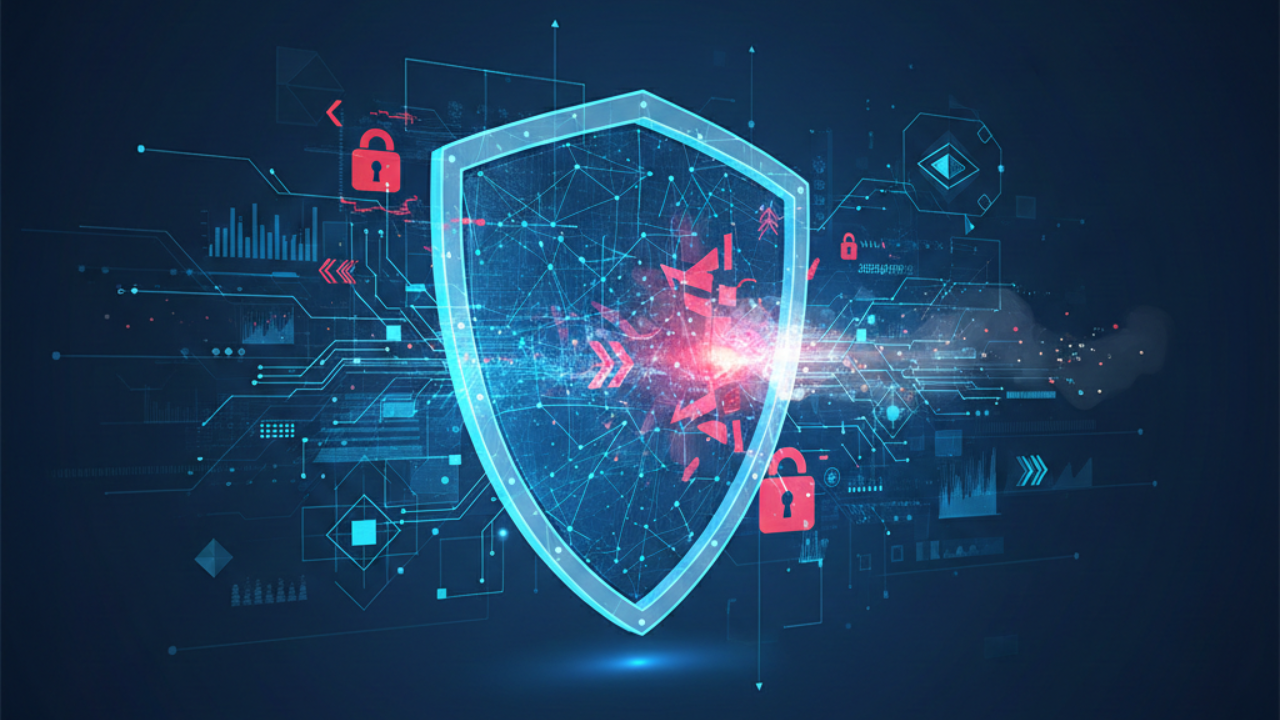 AI-powered cybersecurity system with autonomous threat defense detecting and blocking cyber attacks in real-time